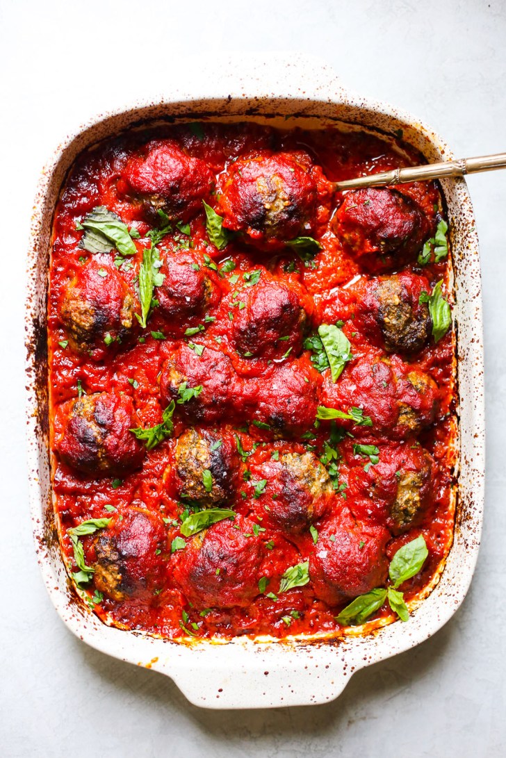 marinara covered baked meatballs healthy fall dinner ideas and recipes