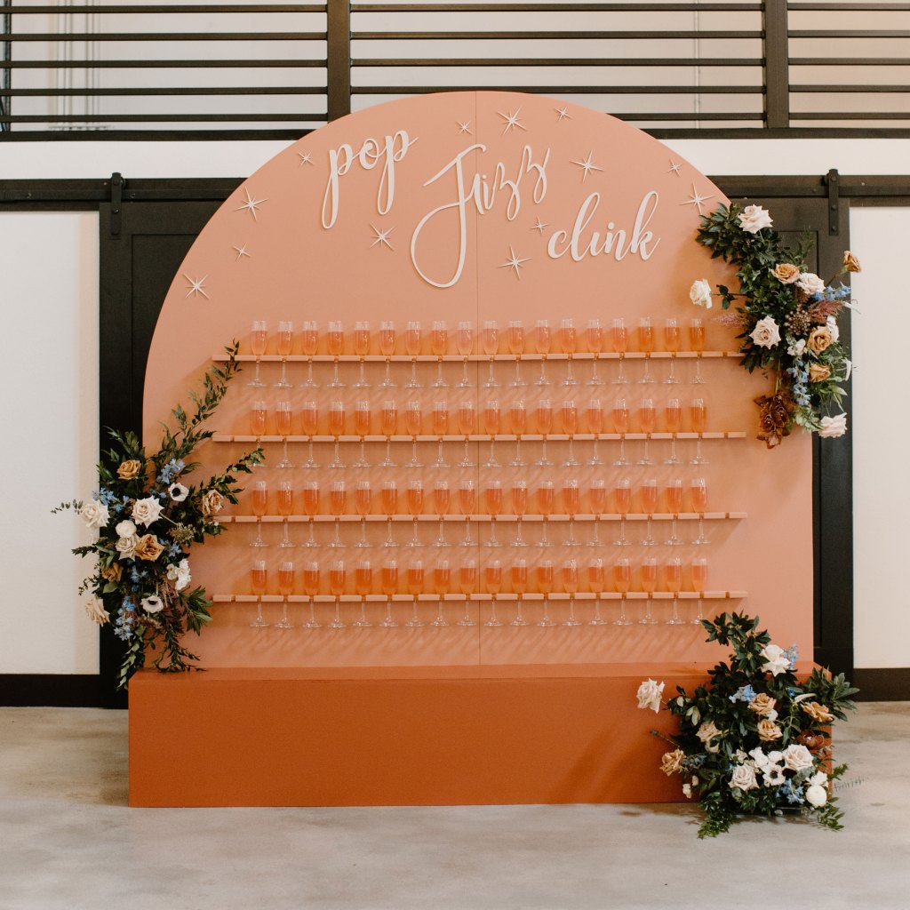 wall display of champagne