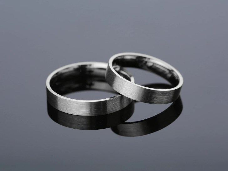 flat brushed white gold mens wedding bands
