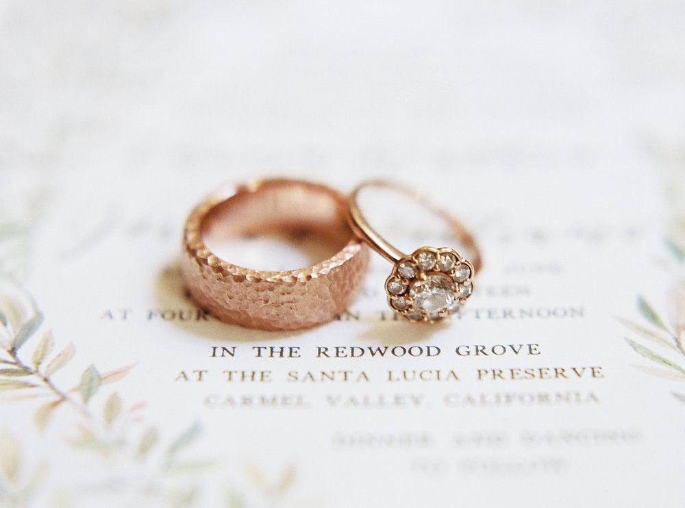 hammered rose gold mens wedding bands