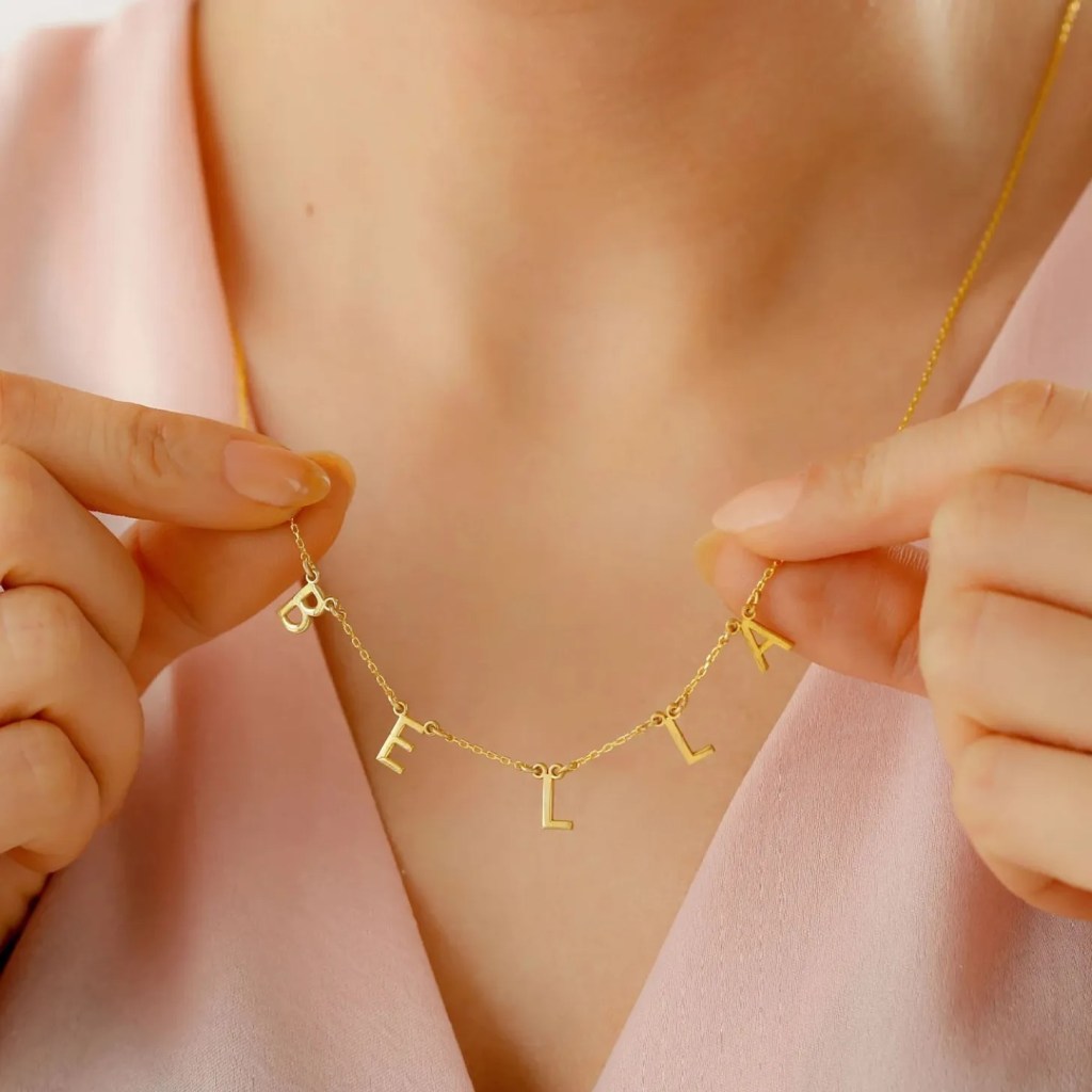 personalized gold name necklace for her